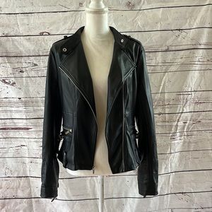 NWOT Black Rivet Jacket Fringe Zip up Cheetah lined in sleeves Size M Medium